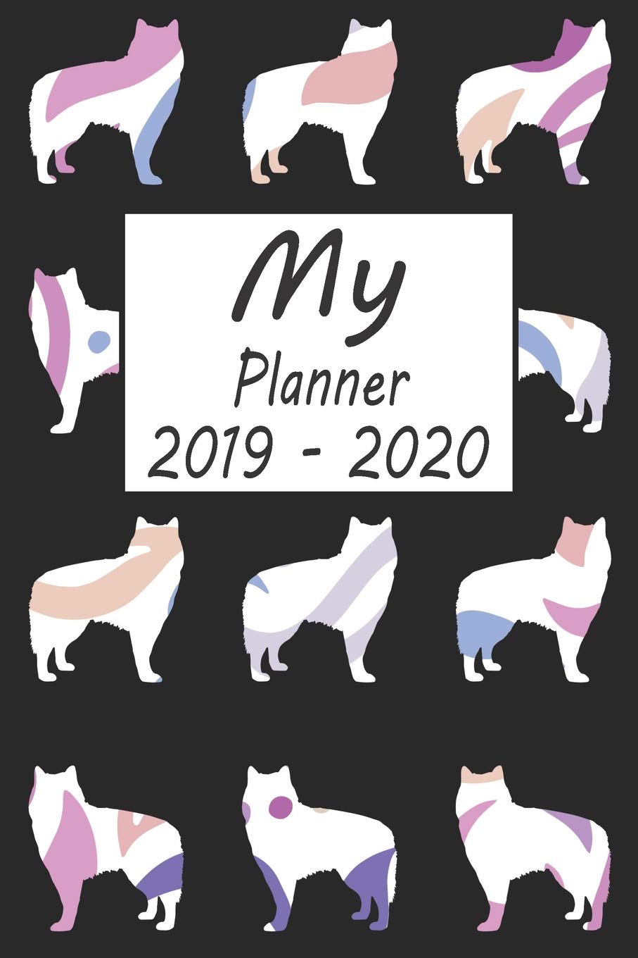 My Planner 2019 - 2020: Alaskan Malamute Dog Pattern Black Weekly Planner 2019 - 2020: 24 Month Agenda - Calendar, Organizer, Notes, Goals & To Do Lists Pets