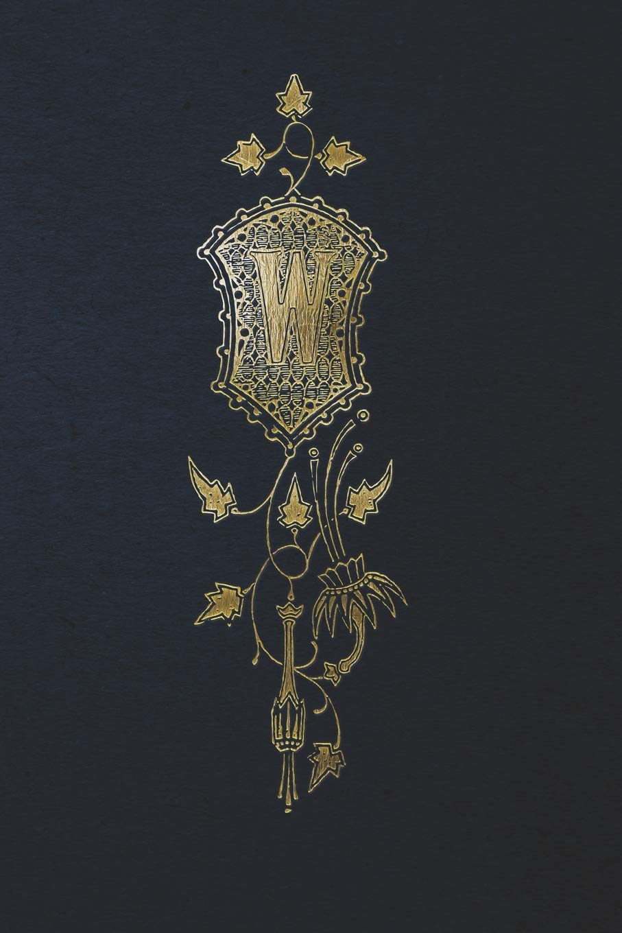 Notebook: Art Nouveau Initial W - Gold on Black - Lined Diary / Journal Books