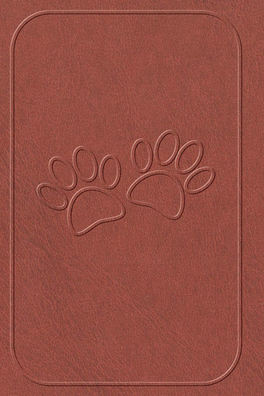 Print of Embossed Dog Paws On Brown Leather: 110 Page Blank Notebook - Ruled Paper Journal - 6" x 9" (15.24 x 22.86 cm) Pets