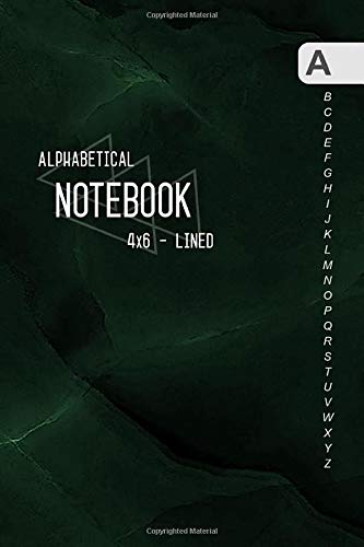 Alphabetical Notebook 4x6: Small Lined-Journal Organizer with A-Z Tabs Printed | Marble Green Black Design Film, Art & Culture
