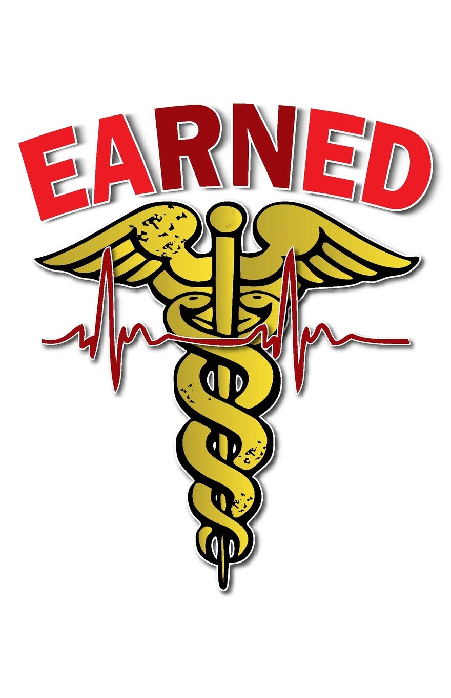 Earned RN: Nurses Caduceus Pulse - Blank lined notebook for nurses - 8.5"x5.5" 50 pages - white cover Books