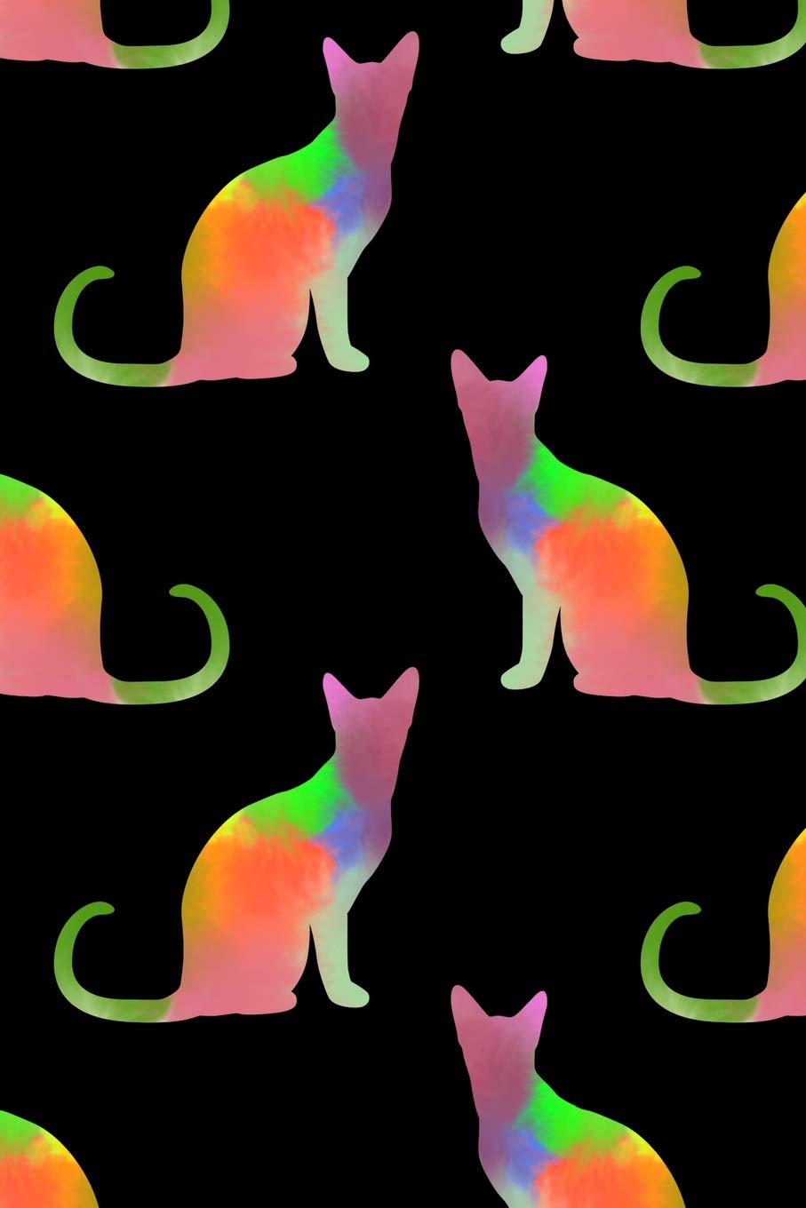 Watercolor Cat Silhouette: 110 Page Blank Notebook - Ruled Paper Journal - 6" x 9" (15.24 x 22.86 cm) Books