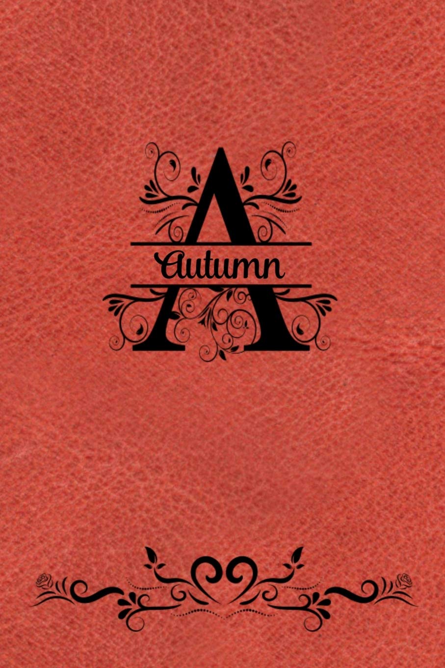 Split Letter Personalized Name Journal - Autumn: Elegant Flourish Capital Letter on Orange Leather Look Background Contemporary literature
