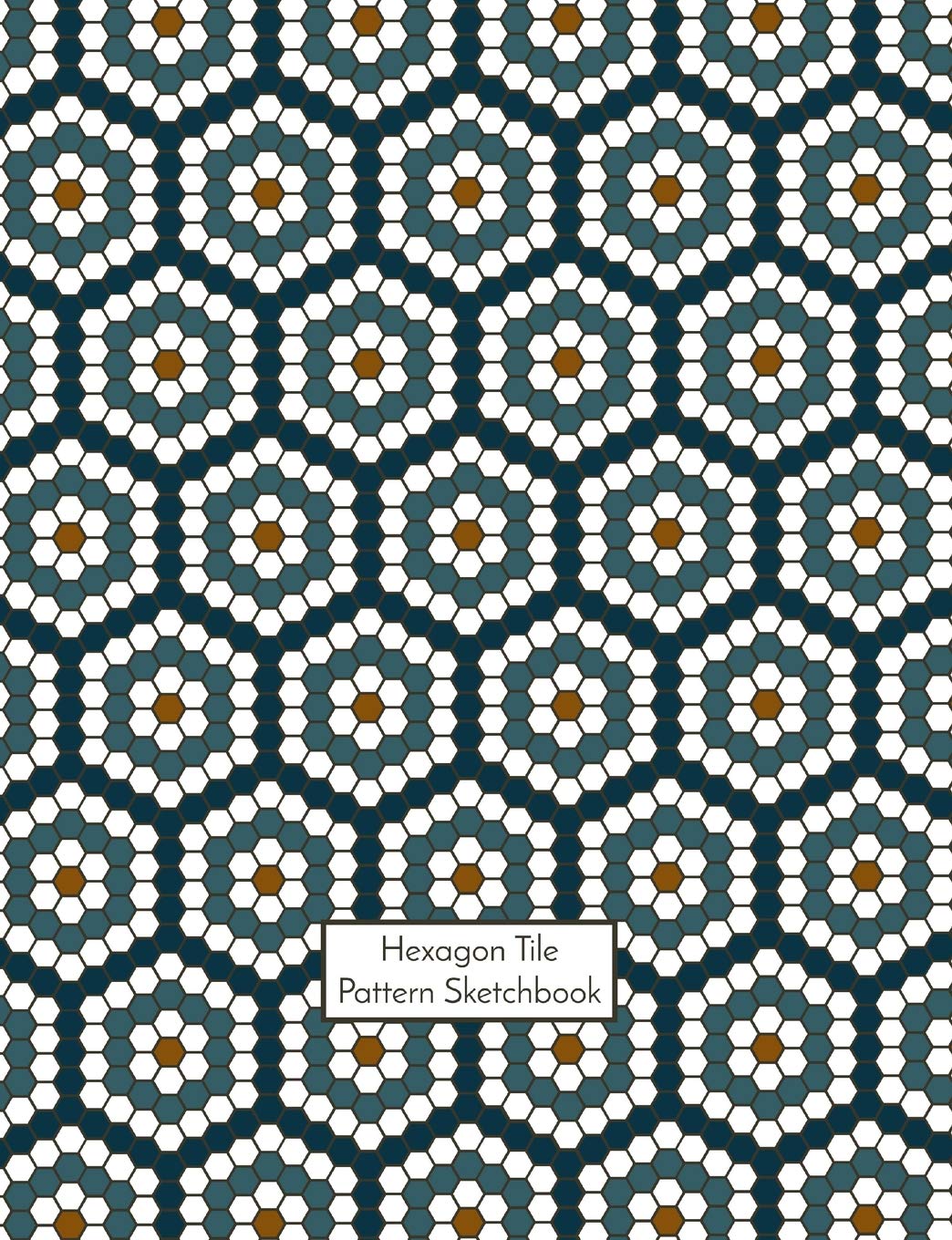 Hexagon Tile Pattern Sketchbook: 1/8 inch (0.125 inch) Hexagonal Paper, 7.44 in x 9.69 in, 50 sheets / 100 pages, Blue and Mustard Color Hobbies & Crafts