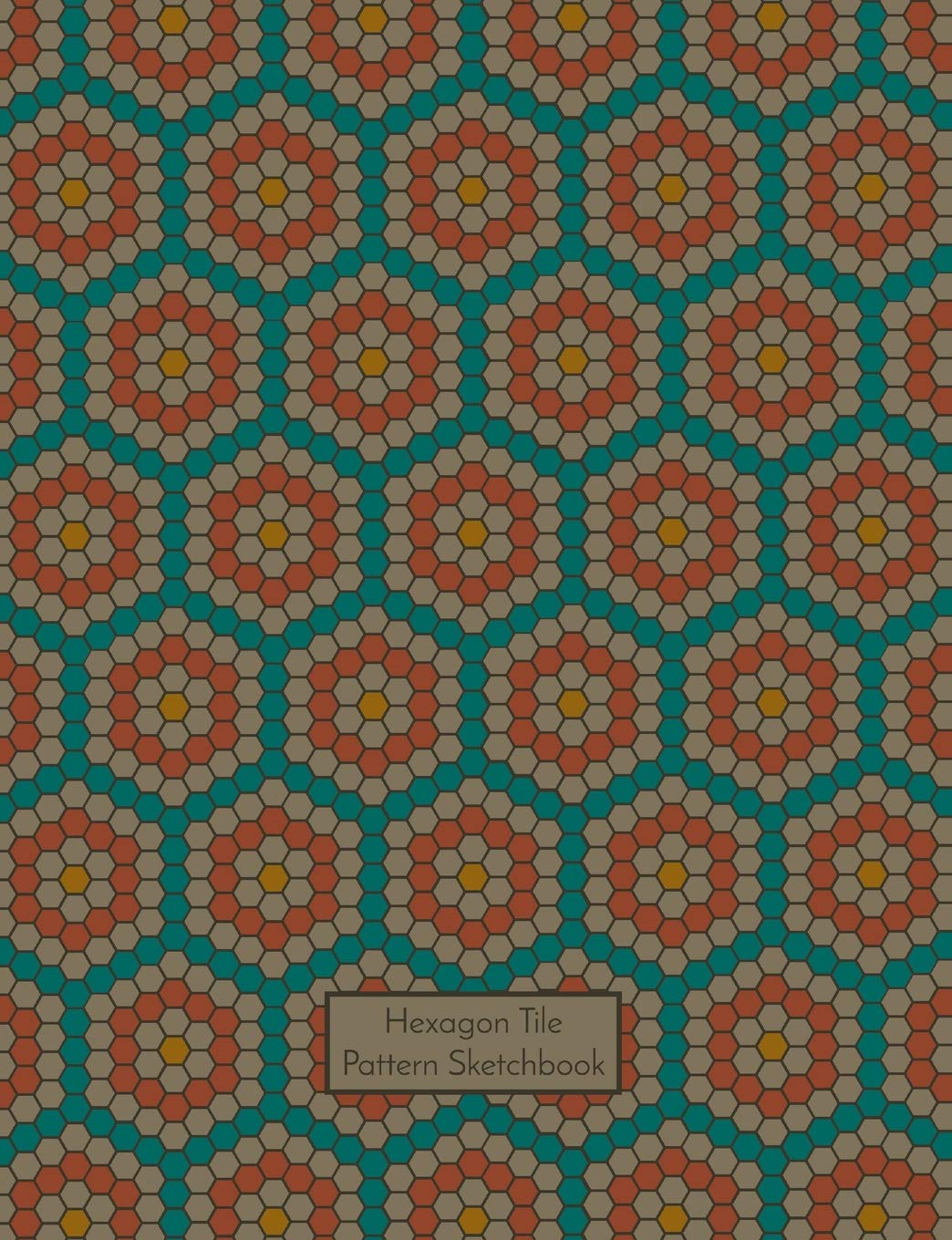 Hexagon Tile Pattern Sketchbook: 1/8 inch (0.125 inch) Hexagonal Paper, 7.44 in x 9.69 in, 50 sheets / 100 pages, Blue, Gray, Coral and Mustard Colors Hobbies & Crafts