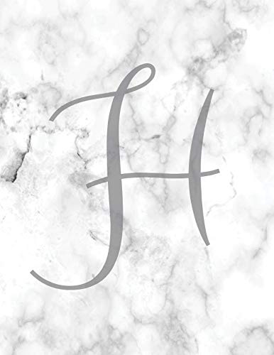 H: Monogram Initial H Notebook for Women and Girls-Grey Marble-120 Pages 8.5 x 11 Film, Art & Culture