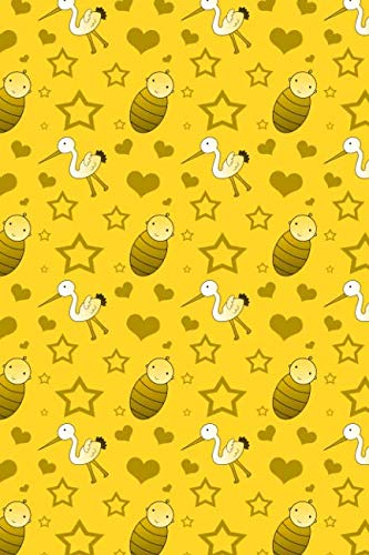 Journal: Yellow storks hearts stars baby notebook Essays & Short Stories