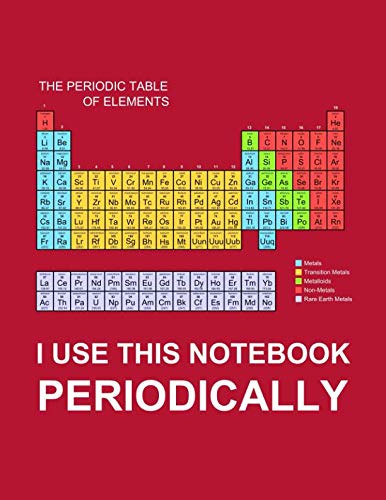 I Use this Notebook Periodically: Red Funny Science Notebook, Size: A4, 8.5x11 inch, 120 page perfect bound soft cover Periodic Table humor Chemistry Notebook, Paper: College Ruled Lined Natural Sciences