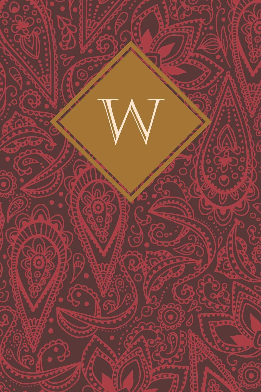W: Monogrammed blank lined journal: Beautiful and classic: Red Paisley pattern design Hobbies & Crafts