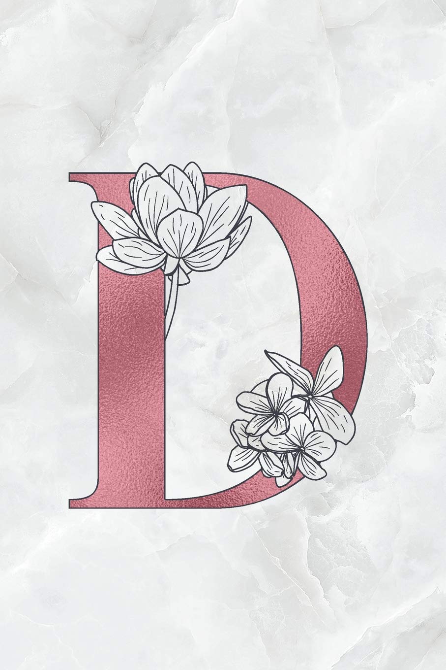 D: Letter D Journal, Rose Gold on Marble, Personalized Notebook Monogram Initial, 6 x 9 Contemporary literature