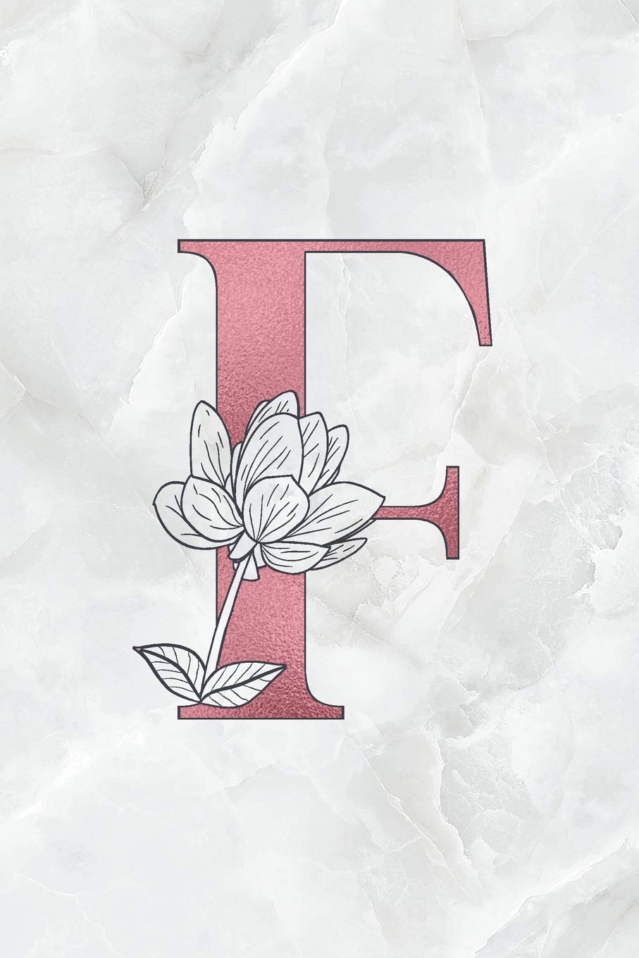 F: Letter F Journal, Rose Gold on Marble, Personalized Notebook Monogram Initial, 6 x 9 Contemporary literature