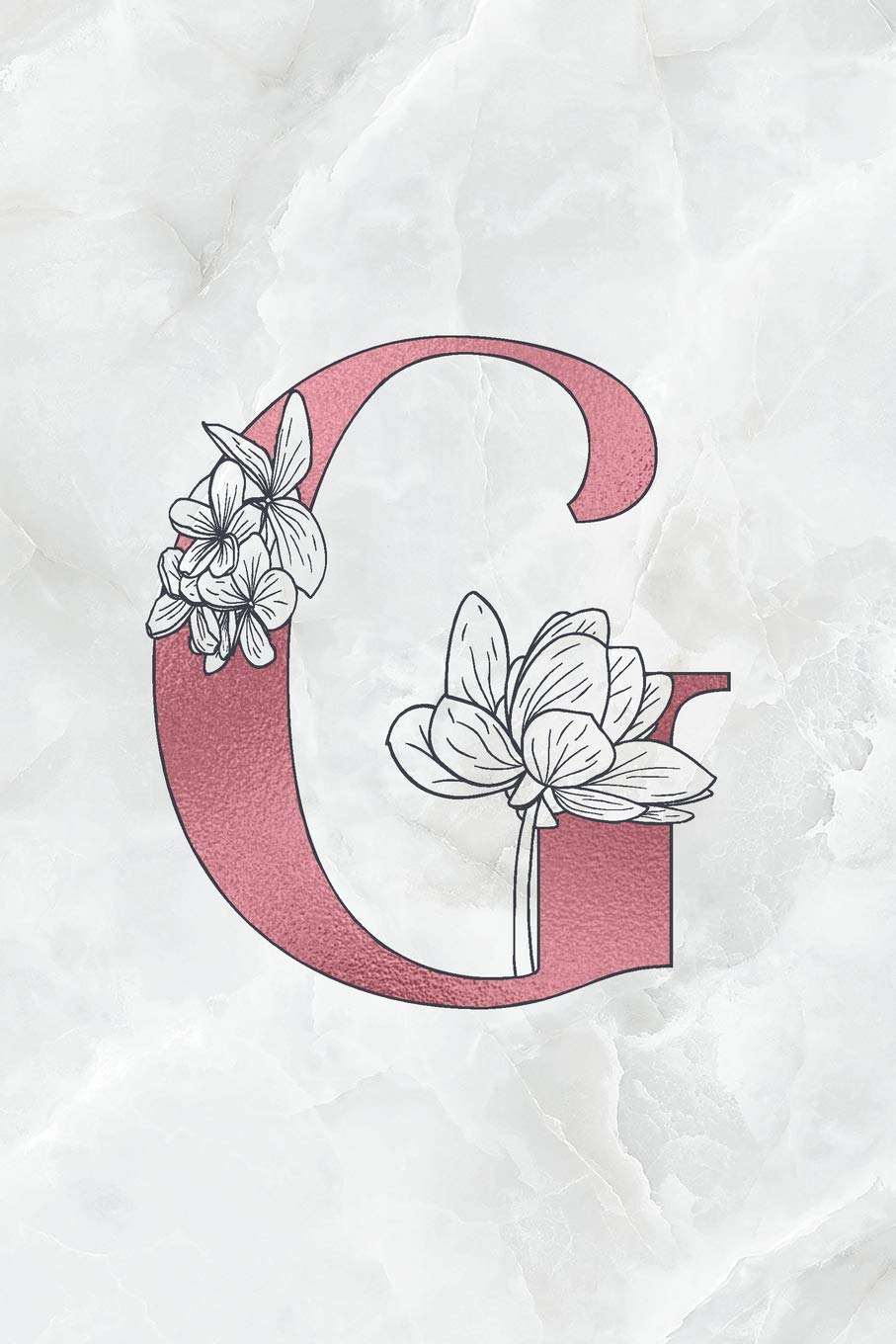 G: Letter G Journal, Rose Gold on Marble, Personalized Notebook Monogram Initial, 6 x 9 Contemporary literature