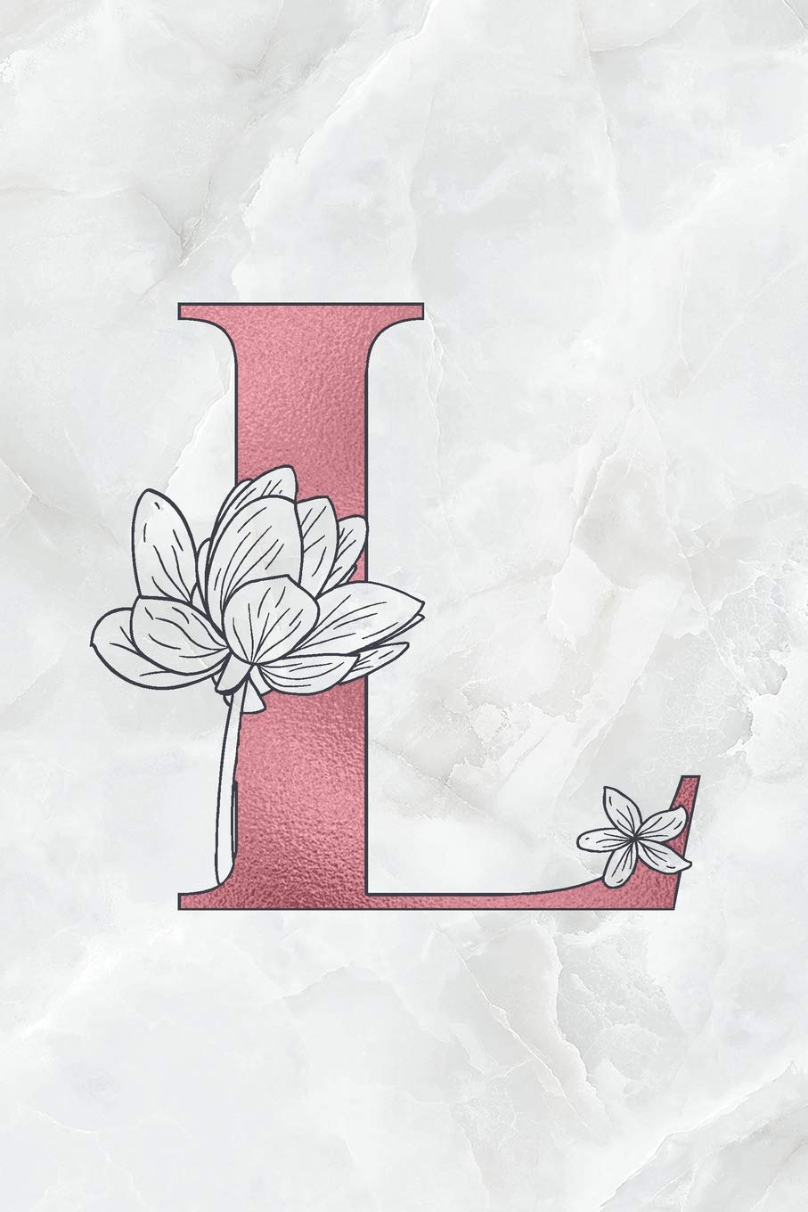 L: Letter L Journal, Rose Gold on Marble, Personalized Notebook Monogram Initial, 6 x 9 Contemporary literature