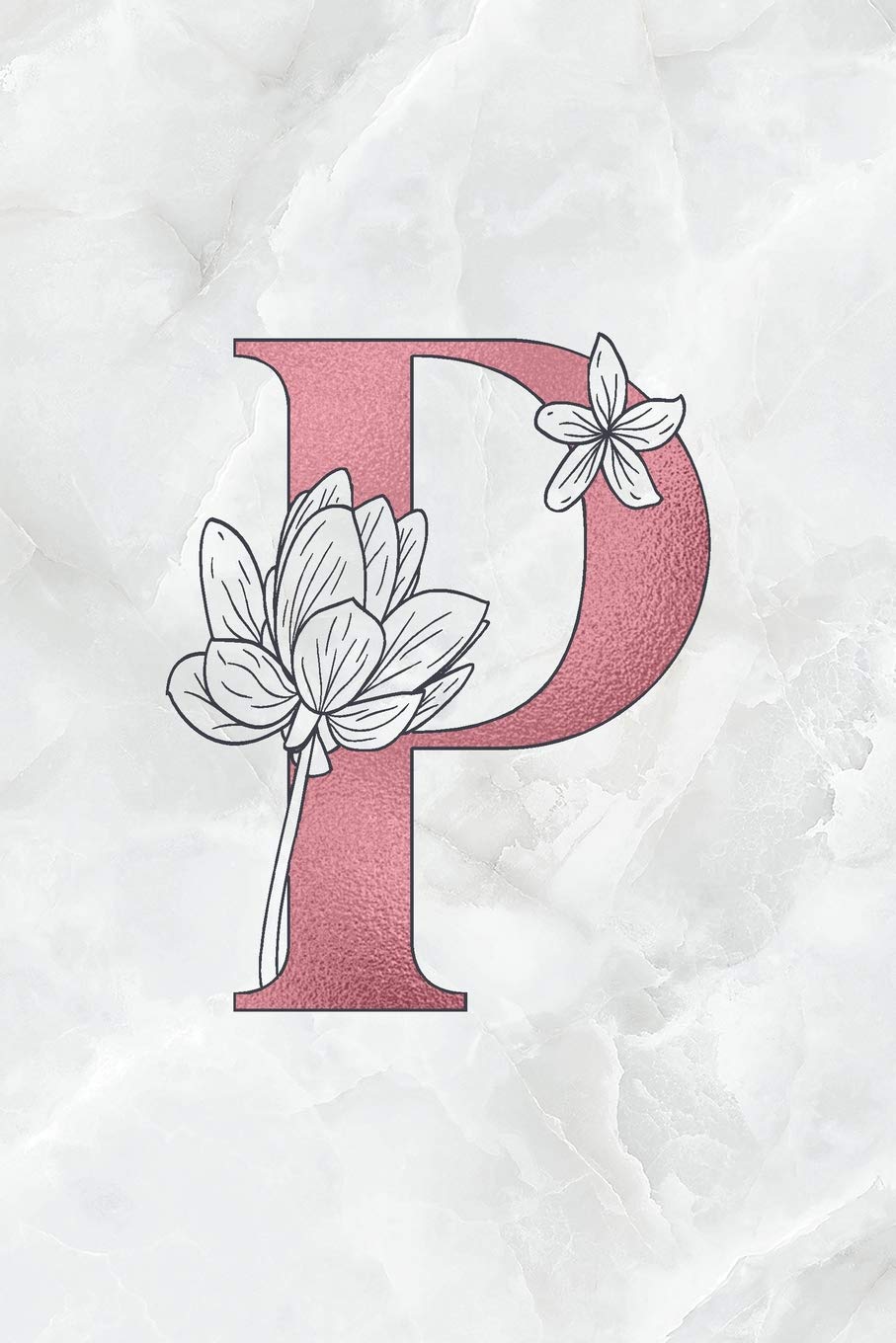 P: Letter P Journal, Rose Gold on Marble, Personalized Notebook Monogram Initial, 6 x 9 Contemporary literature