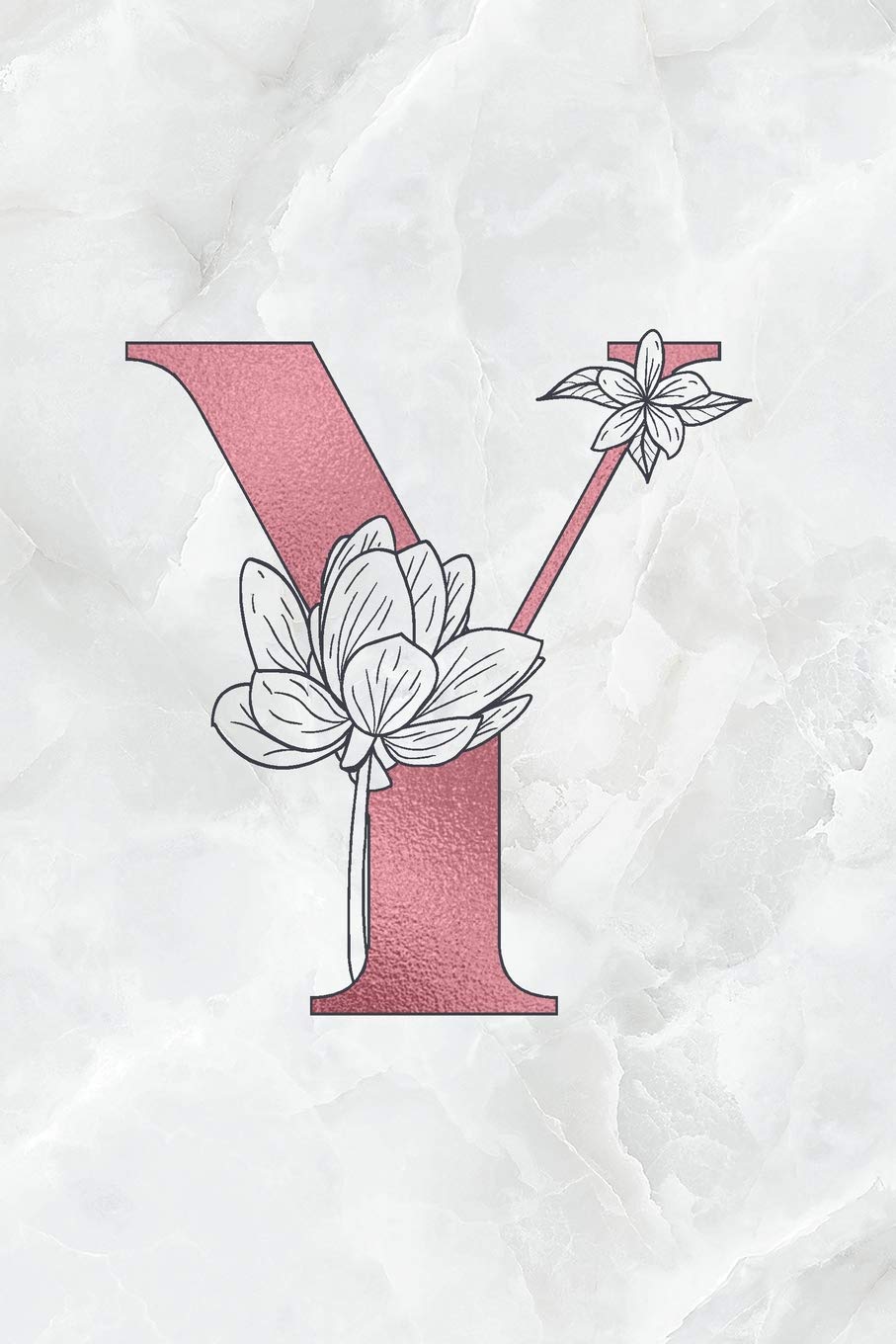 Y: Letter Y Journal, Rose Gold on Marble, Personalized Notebook Monogram Initial, 6 x 9 Contemporary literature