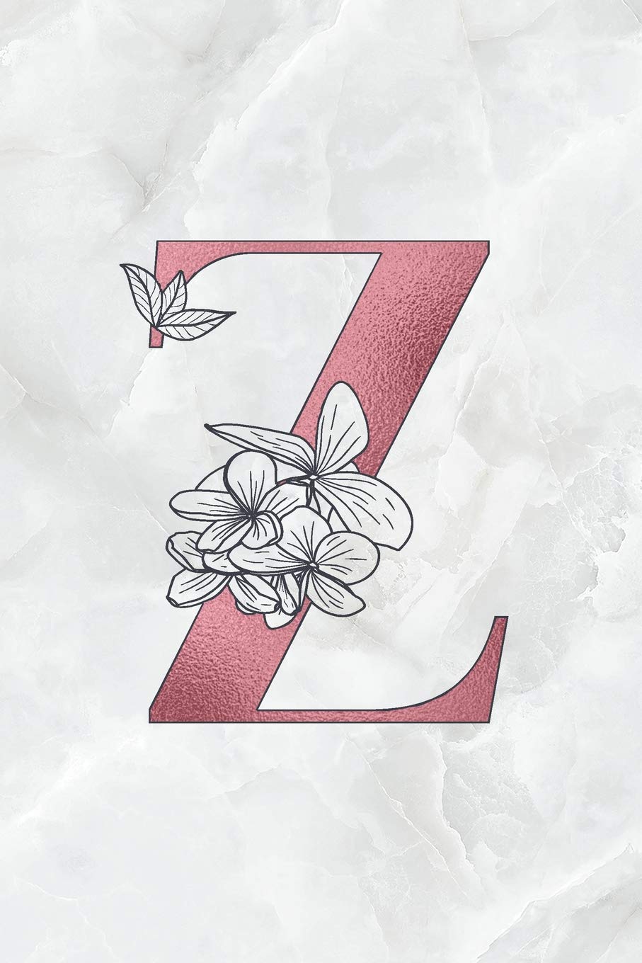 Z: Letter Z Journal, Rose Gold on Marble, Personalized Notebook Monogram Initial, 6 x 9 Contemporary literature