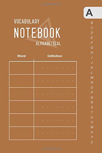 Vocabulary Notebook Alphabetical: 4x6 Mini Notebook 2 Columns with A-Z Tabs Printed | Small Word Journal | Smart Design Brown Film, Art & Culture