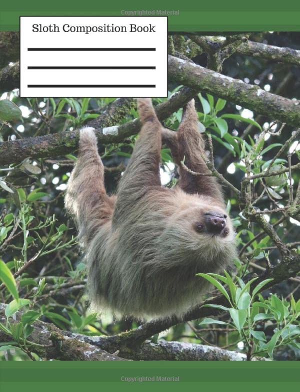 Sloth Composition Book: 7.44 inches x 9.69 inches, college ruled, 250 pages Essays & Short Stories