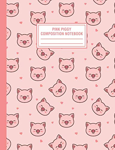 Pink Piggy Composition Notebook: Wide Ruled Cute Pigs Farm Animal Large Lined School Journal For Writing Books