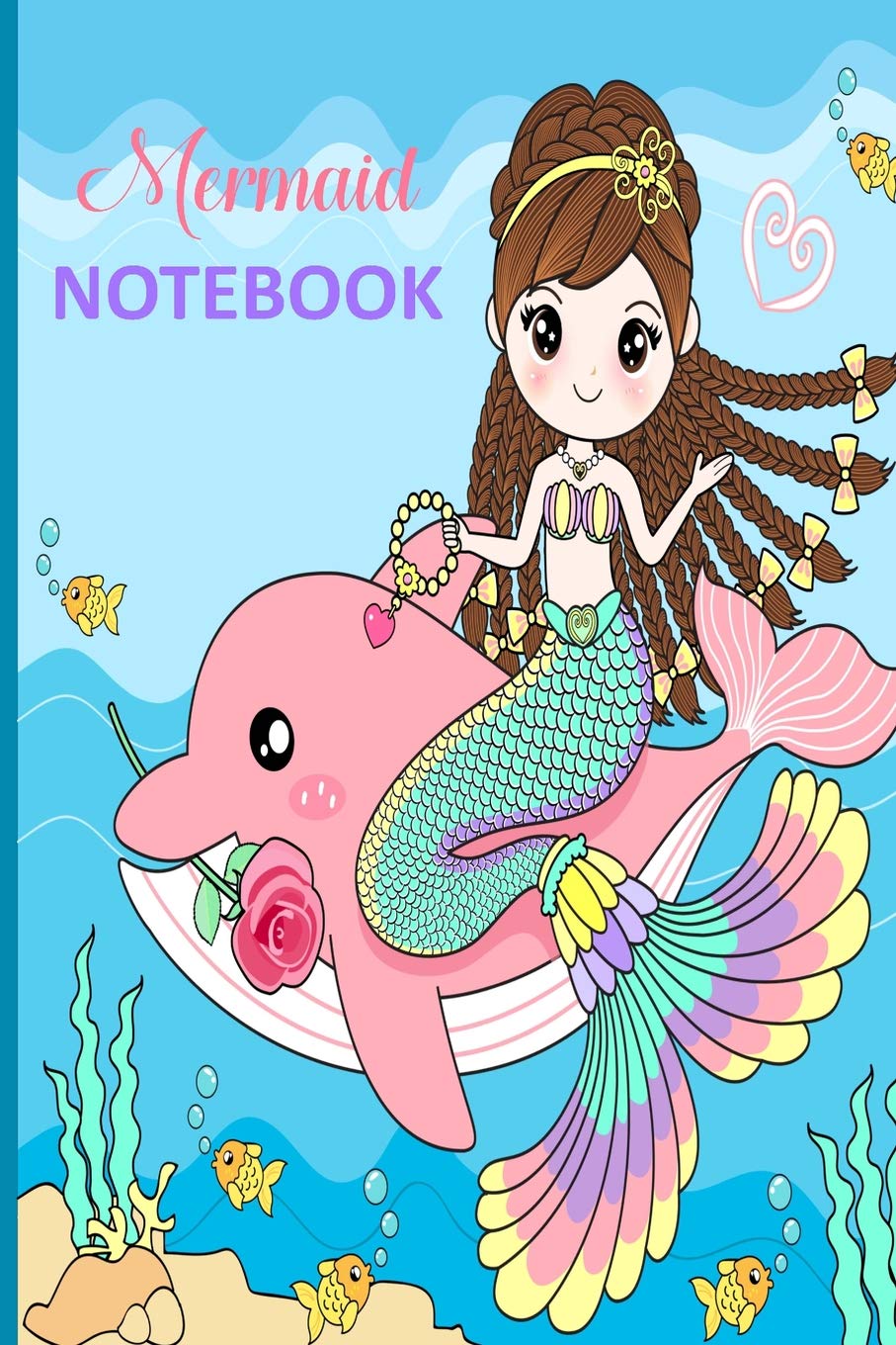 Mermaid Notebook: Cute Little Mermaid Girl Composition Wide Ruled Line Journal For Girl Women Writing Size 6"'x9" 120 Pages Beautiful Mermaid Graphic Book Cover (Fantasy Mermaid Art)(Volume3) Fairy Tales & Legends