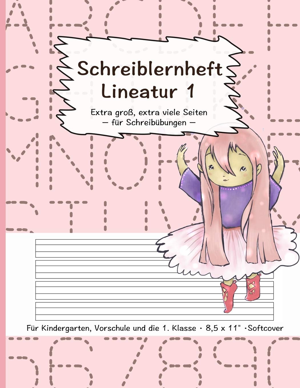 Schreiblernheft Lineatur 1: Extra großes Format I 100 Seiten • blanko • Lineatur 1 I Übungsheft für Zuhause • Kindergarten • Vorschule • 1. Klasse I Geschenkidee für Vorschulkinder und zur Einschulung Non-fiction