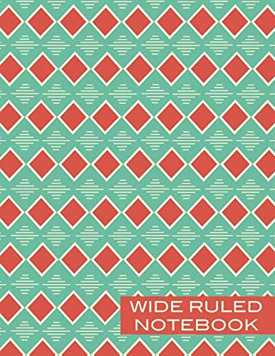 Wide Ruled Notebook: Kilim Abstract Pattern Ruled Journal Composition Book, Creative Writing Geometric Diamonds, Green, Orange Education & Training