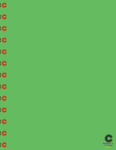 Notebook Wide Ruled 8.5" x 11": Letter C Blank Lined Large Personalized Journal Green Cover 26 lines White Paper110 pages 55 sheets Media & Communication