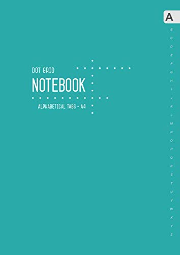 Dot Grid Notebook Alphabetical Tabs A4: Large Journal Organizer with A-Z Index Sections | 5mm Dotted Pages | Smart Design Teal book