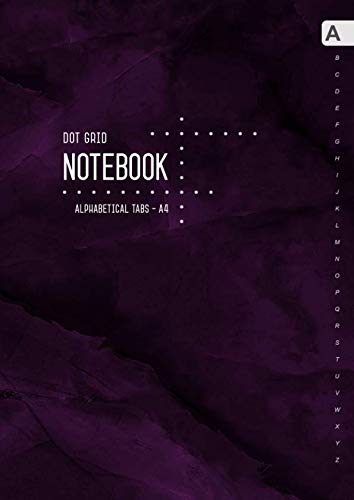 Dot Grid Notebook Alphabetical Tabs A4: Large Journal Organizer with A-Z Index Sections | 5mm Dotted Pages | Marble Purple Black Design Film, Art & Culture