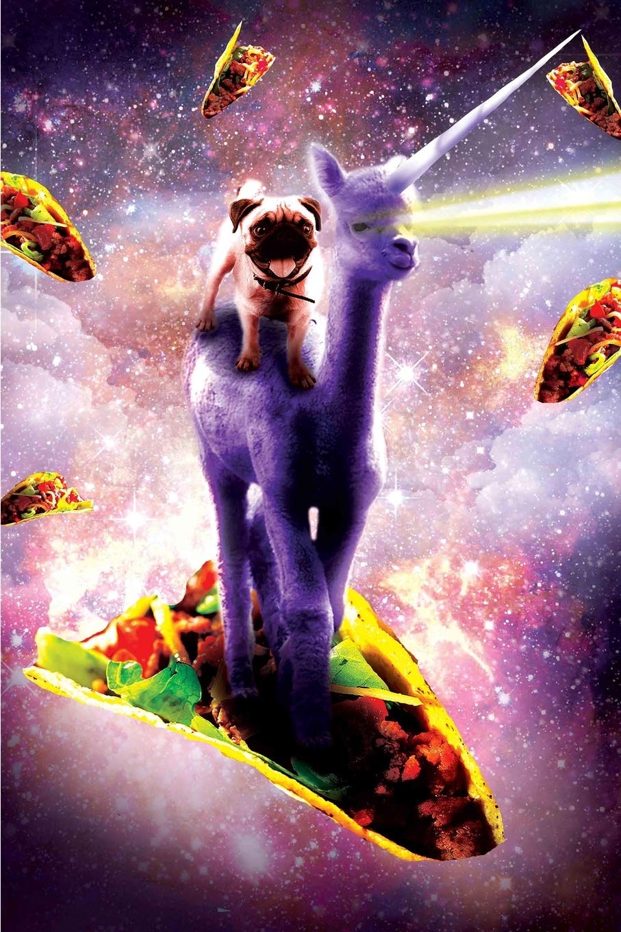 Cosmic Pug Riding Alpaca Unicorn Daily Weekly Planner Contemporary literature