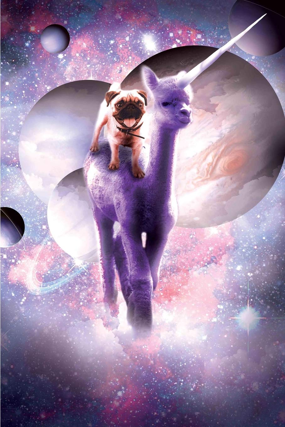 Funny Space Pug Riding On Alpaca Unicorn Daily Weekly Planner Contemporary literature