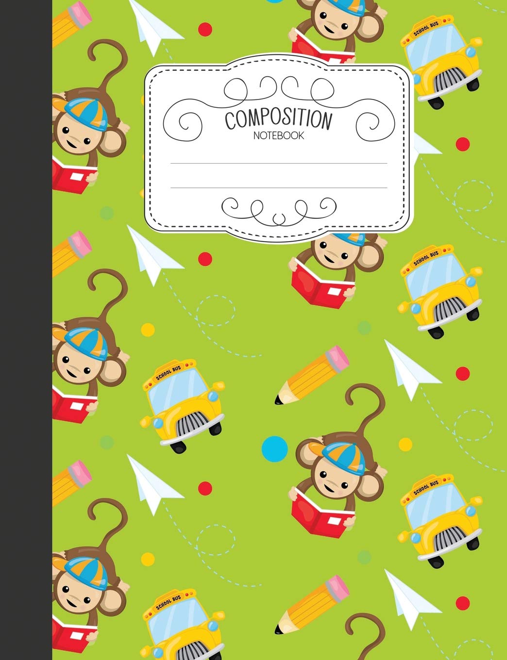 Composition Notebook: Cute Wide Ruled Comp Books for School - Reading Monkey And School Bus (Blank Lined Journals for Elementary Students, Band 37) Books