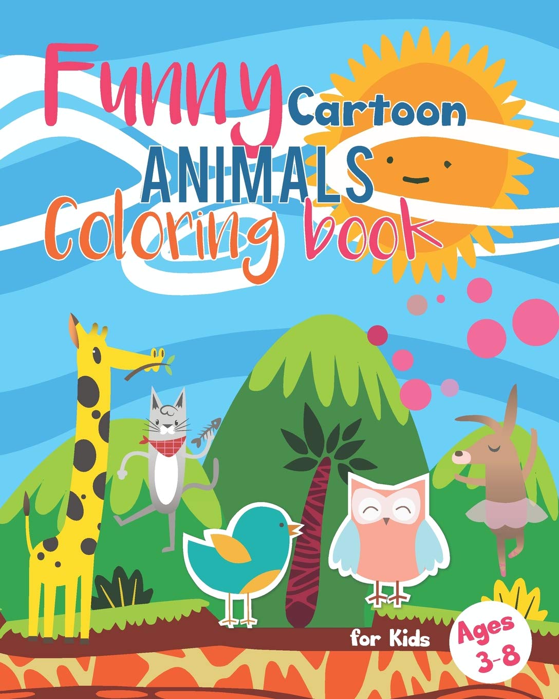 Funny Cartoon Coloring book For kids ages 3-8: Jungle Woodland Preschoolers Bear elephant Horse, Lion, Dog, Giraffe cow Turtle, chicken, monkey, fish, pig Red rat crocodile owl (Funny kids, Band 1) Action & Adventure