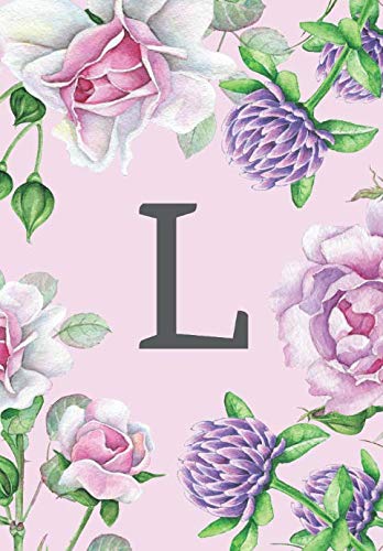 L: Letter L Initial Monogram Name Notebook for Women Girls School Pink Floral 200 pages College Lined and Blank paper 6.69" x 9.61" Business, Finance & Career