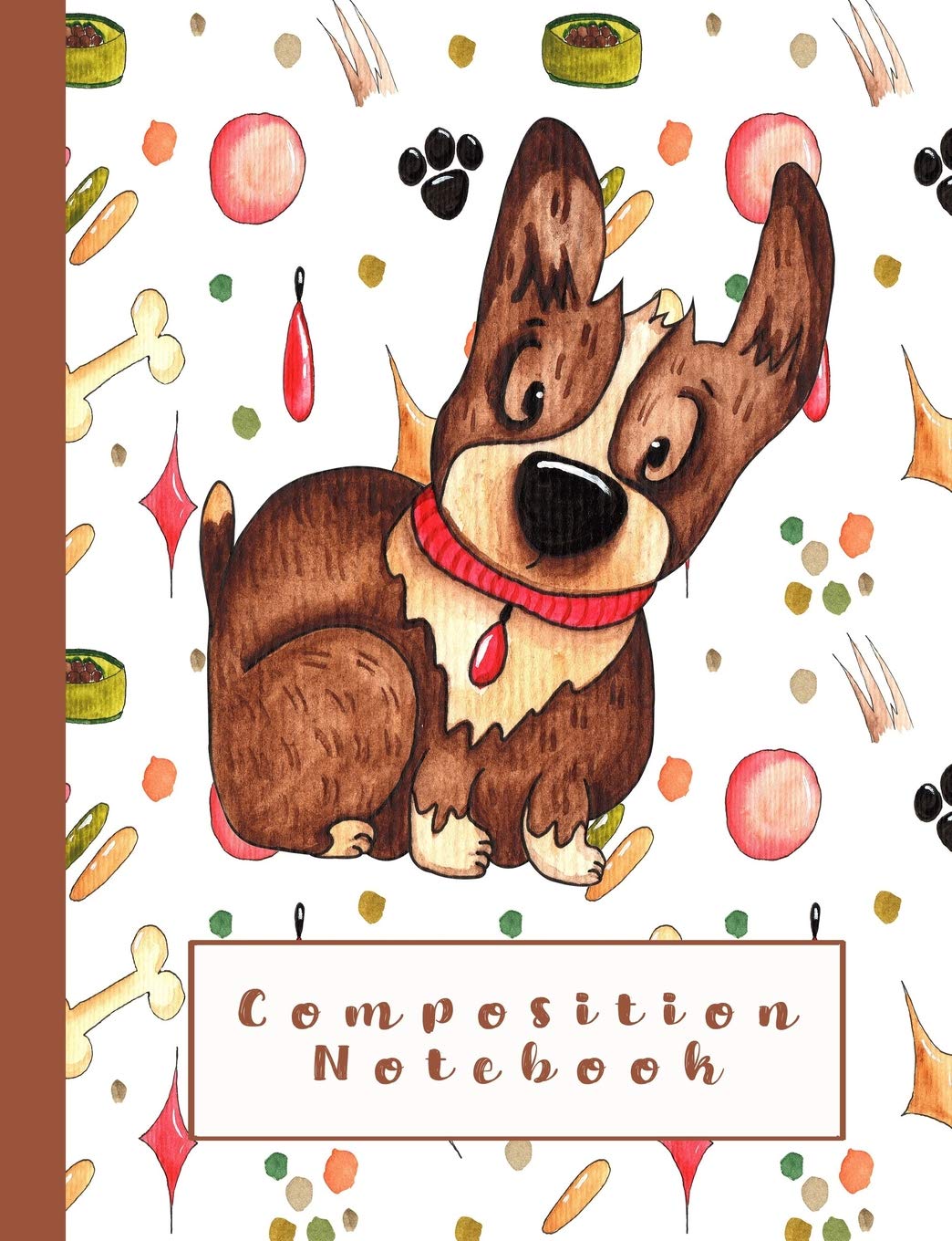 Composition notebook: Composition notebook for animal lovers - wide ruled 7.44 x 9.69" - Cute dog print with bone pattern print background Non-fiction