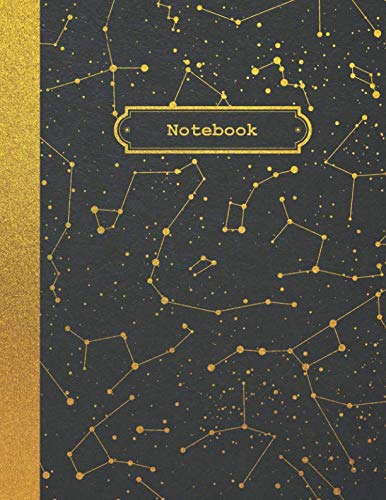 Notebook: Gold Stars Galaxy Notebook, College Ruled with Lined Pages (Composition Book, Journal) (8.5 x 11 Large) Books