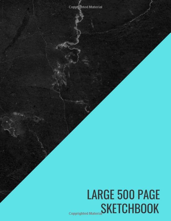 Large 500 Page Sketchbook: Blue Black Marble Art Sketch Paper Sketching, Drawing, Creative Doodling to Draw and Journal Arts & Music
