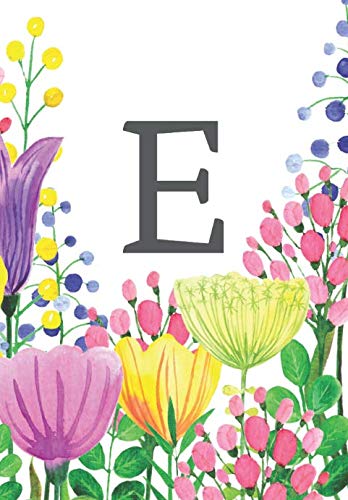 E: Letter E Initial Monogram Name Notebook for Women Girls School Pink, Blue & Yellow Floral 200 pages College Lined and Blank paper 6.69" x 9.61" Business, Finance & Career