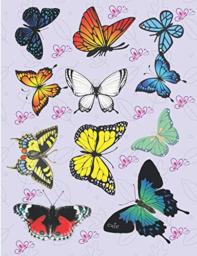Cute: Spring, Summer Notebook With Beauty Butterflies Cover, Drawing And Learning For Children (100 blank pages, 7.44"x9.69") (Unlimited World, Band 1) Learning & Reference