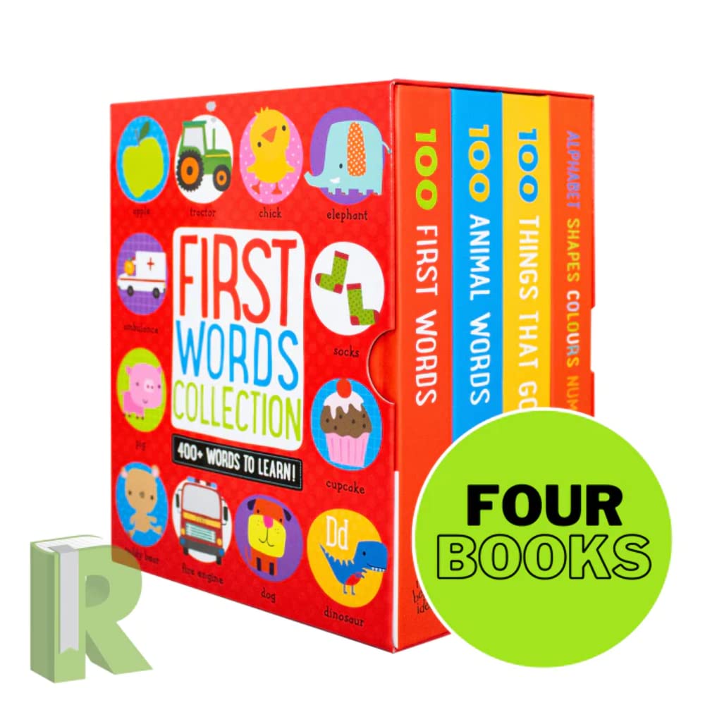 First Words Collection 4-teiliges Set für Kinderbücher (100 Tierwörter, 100 Dinge, die gehen, 100 erste Wörter, Alphabet, Formen, Farben, Zahlen) Non-fiction