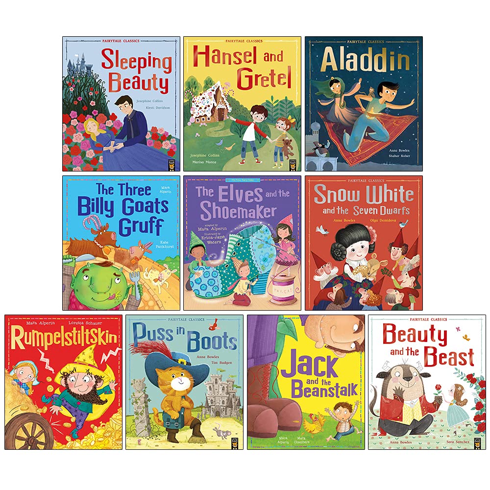 Fairytale Classics 10-Bilder-Sammlungsset für flache Kinderbücher (Dornröschen, Jack und die Bohnenranke, Rumpelstilzchen, Die drei Geißböcke Gruff und mehr!) Fiction