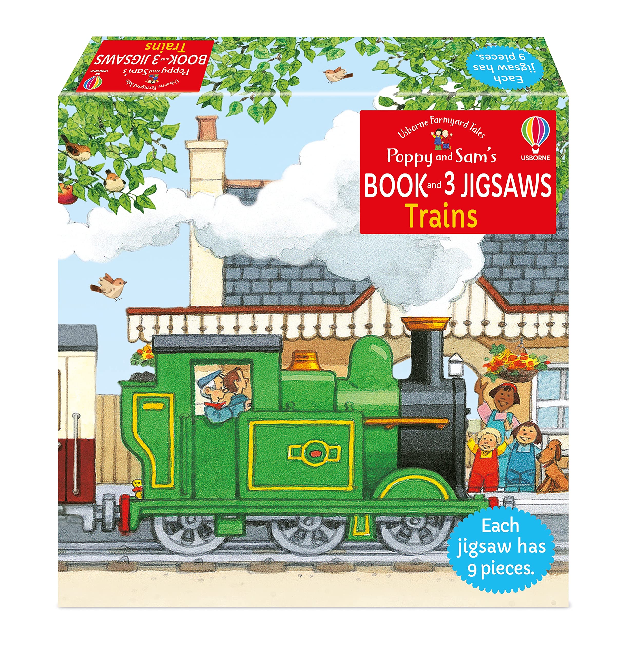 Poppy and Sam's book and 3 jigsaws : Trains book