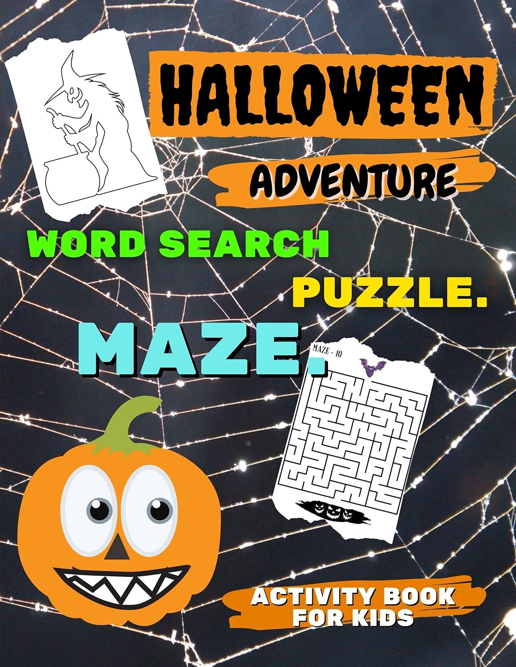 HALLOWEEN ADVENTURE - Word Search PUZZLE. MAZE and more - ACTIVITY BOOK for KIDS Tiptoi & Games