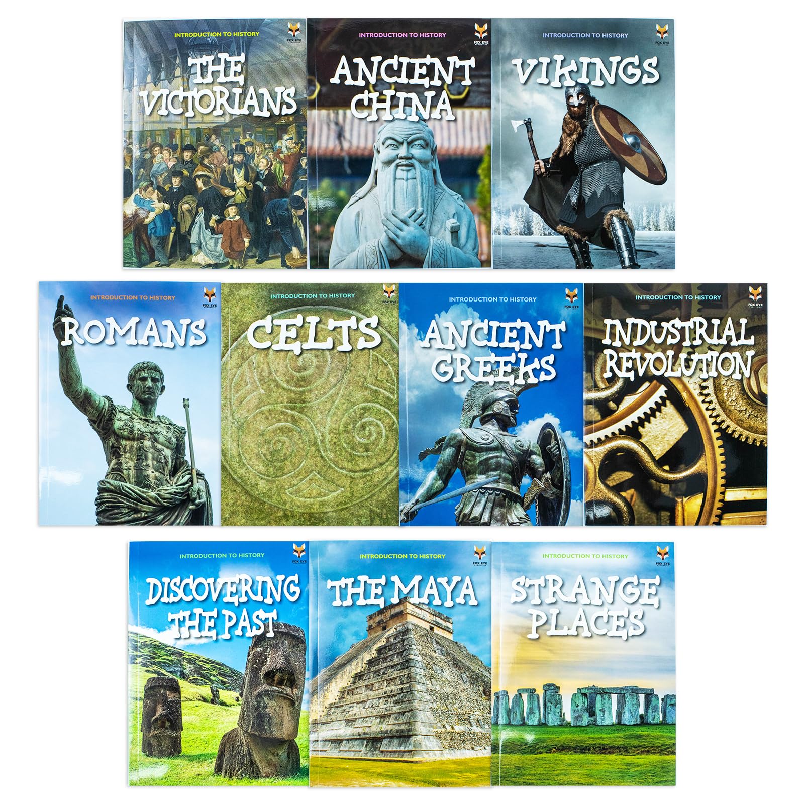 Children Introduction to History for Beginners (series 1) 10 Book Collection set: (Ancient China, Ancient Greek, Industrial Revolution, Celts, ... Strange Places, The Victorians, Vikings) Non-fiction
