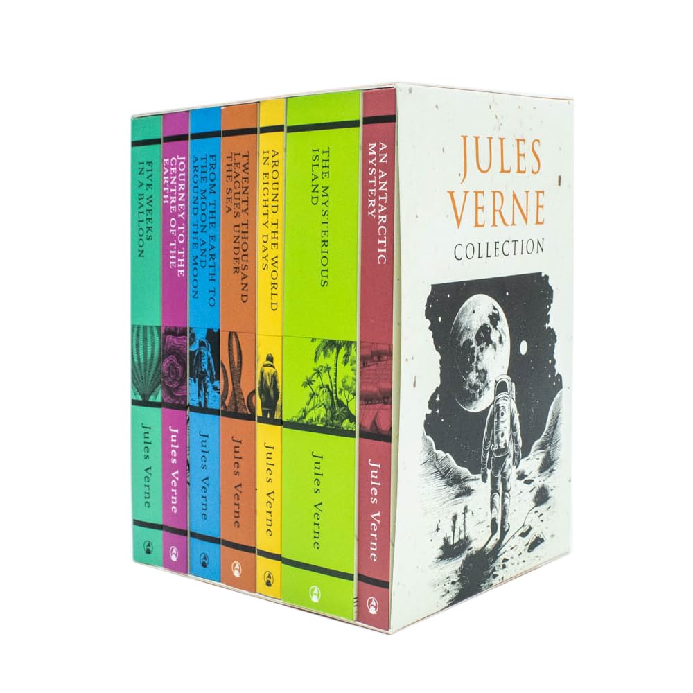 Jules Verne 7 Books Set Collection: (Journey to the Centre of the Earth, Around the World in Eighty Days, The Mysterious Island, Five Weeks in a Balloon) Fairy Tales & Legends