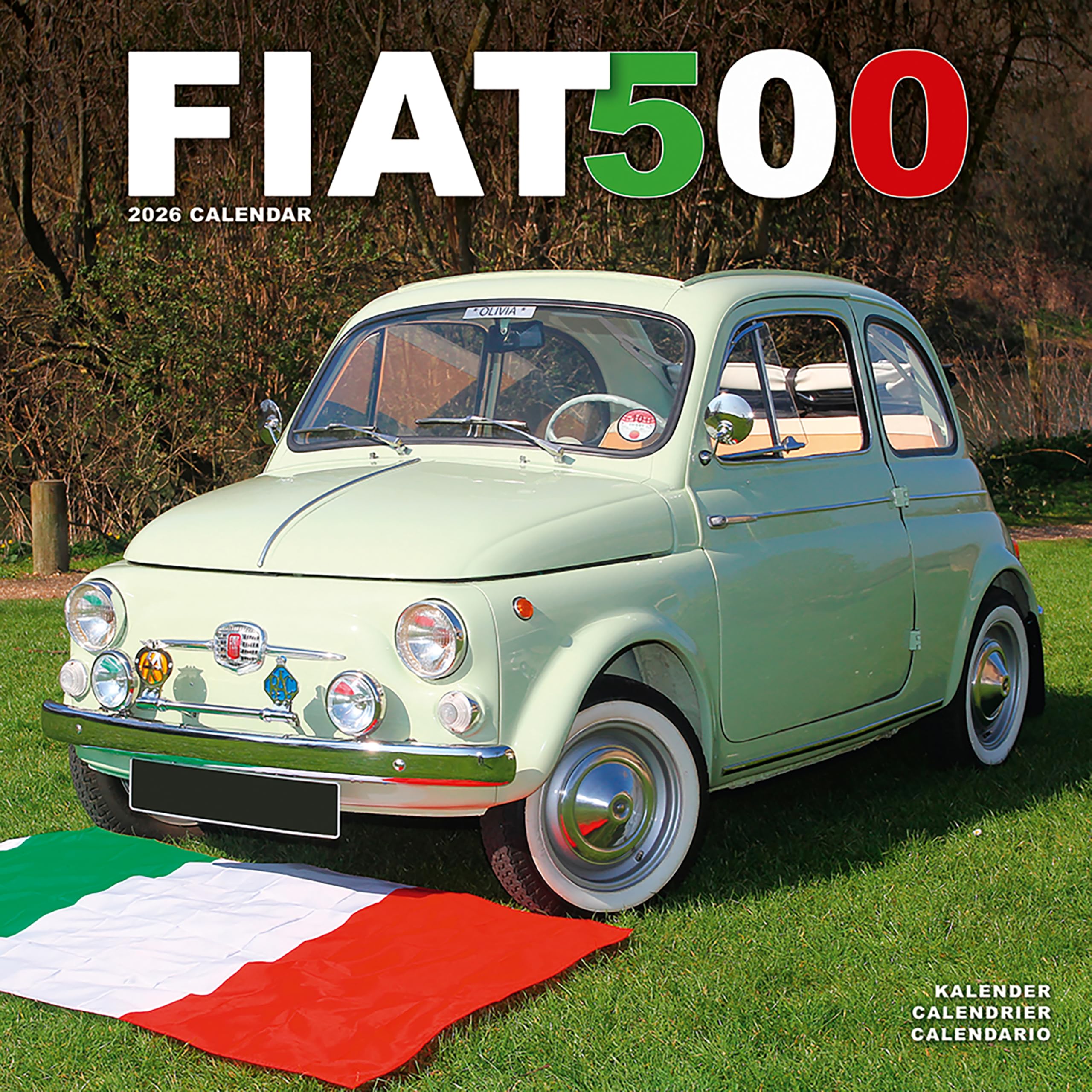 Fiat 500 Calendar 2026 Square Car Wall Calendar - 16 Month Books
