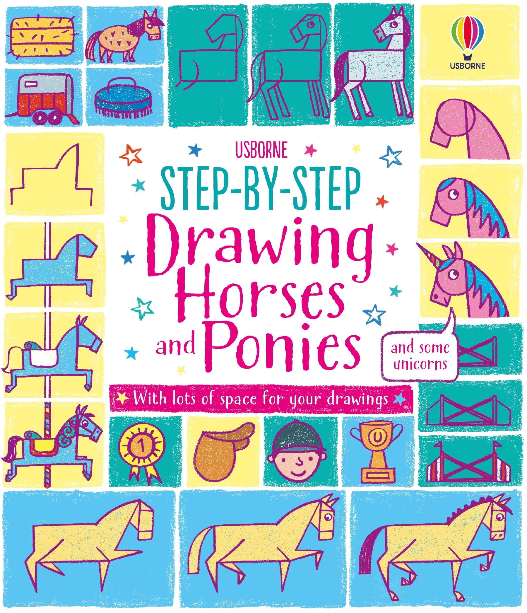 Step-by-step Drawing Horses and Ponies: A Simple and Easy Drawing Book for Kids featuring Horses, Unicorns, and More! Leisure & Fun