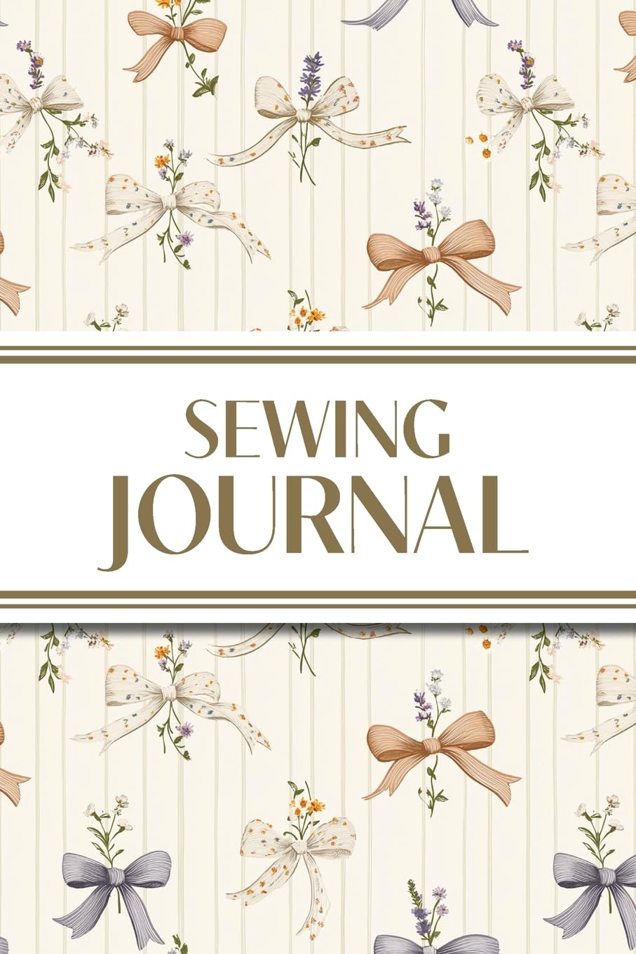 Sewing Journal (Orange and Purple Bows with Wildflowers on Cream Background) Hobbies & Crafts