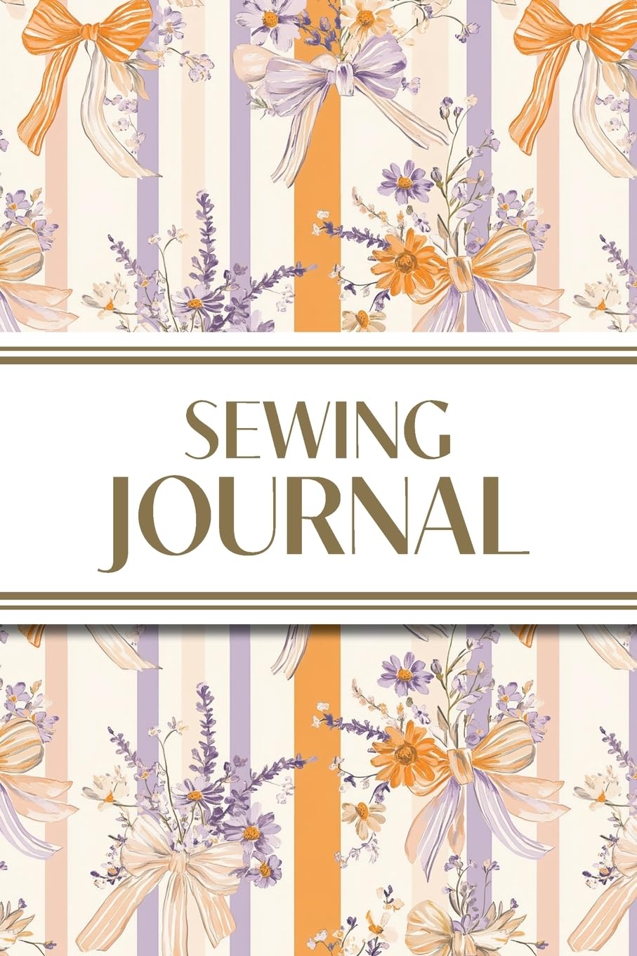 Sewing Journal (Orange and Purple Wildflower Bows with Vertical Stripes) Hobbies & Crafts