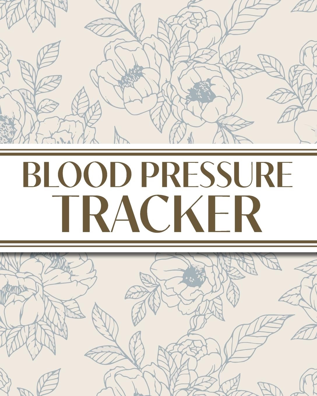 XL Large Print 1-Year Blood Pressure Tracker (Blue Roses on Cream) Leisure & Fun
